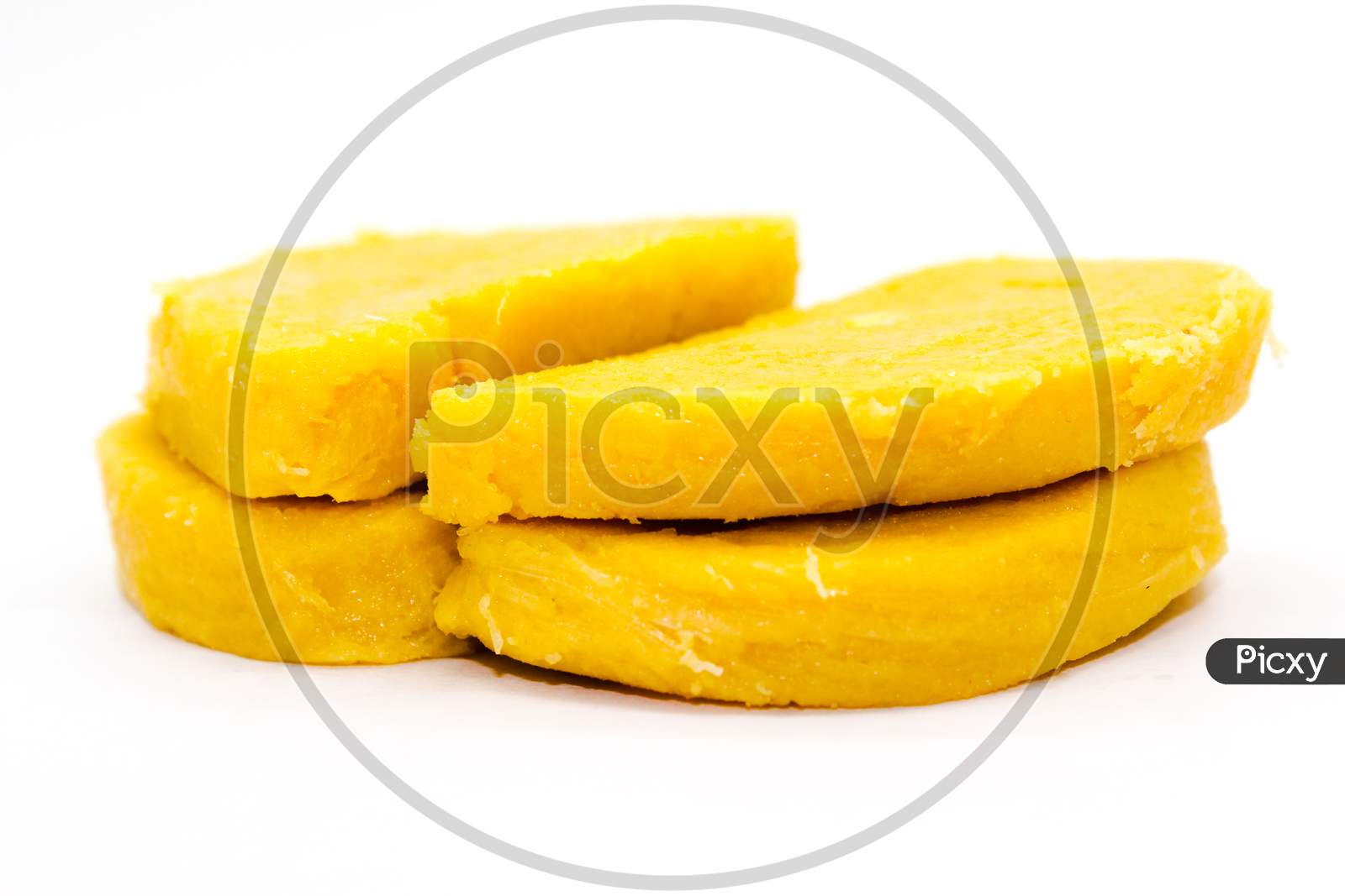 Gram Flour Sweets On White Background With Selective Focus