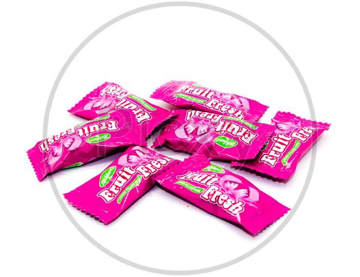 Noida , Utter Pardesh , India - October 18 2021 , Chewing Gum , A Picture Of Chewing Gum Isolated On White Background With Selective Focus In Noida October 18 2021