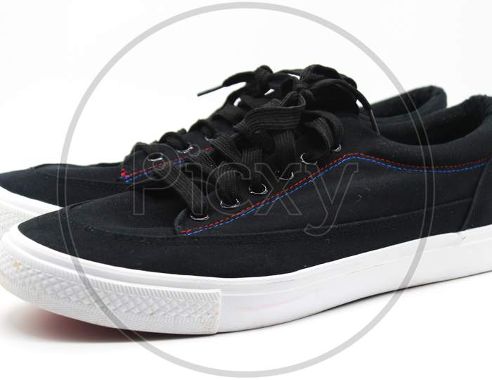 Image of Black Shose For Men On White Background With Selective Focus ...