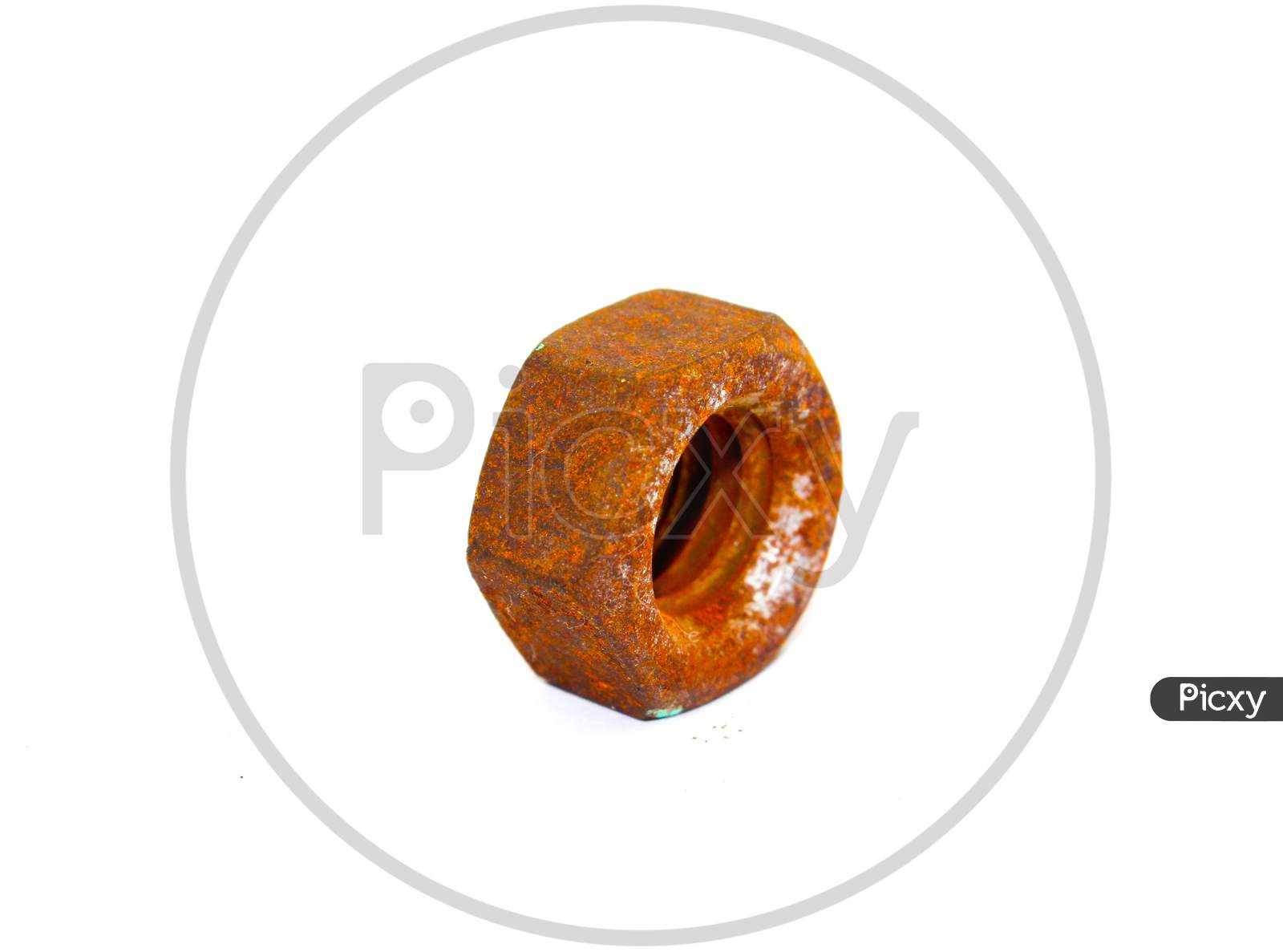 Nut Bolt On White Background With Selective Focus