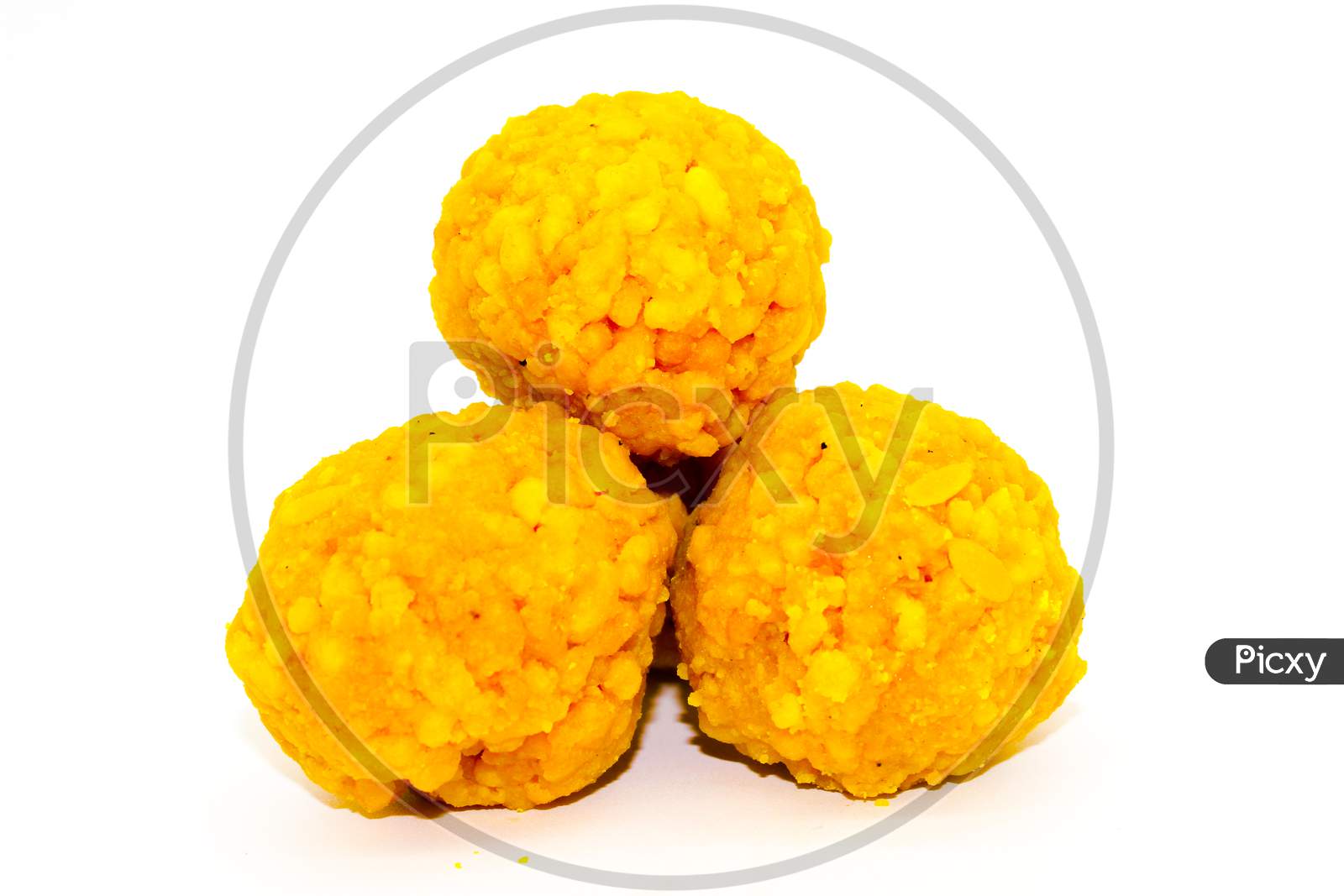 Boondi Ladoo On White Background With Selective Focus