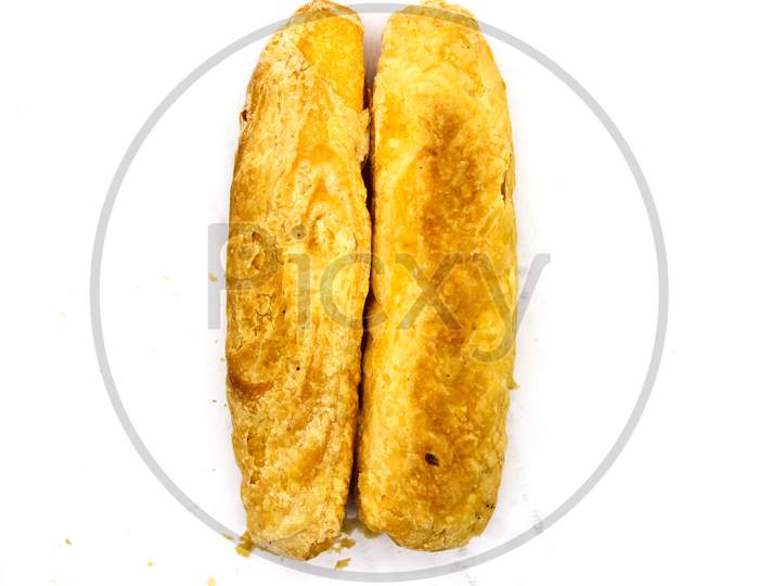 Baguette On White Background With Selective Focus