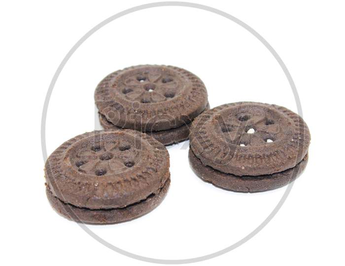 A Picture Of Biscuits On White Background With Selective Focus