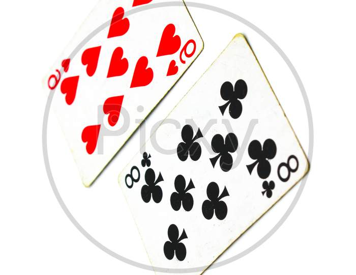 Playing Cards On White Background With Selective Focus