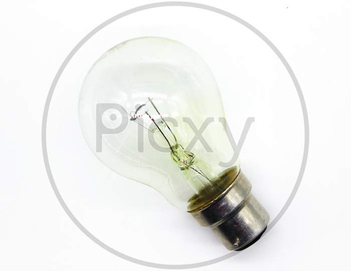 Light Bulb On White Background With Selective Focus