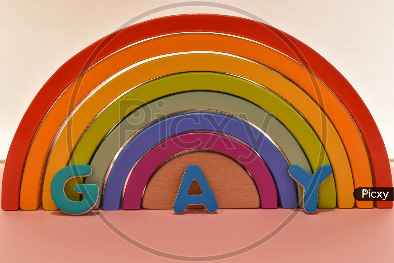 Vaduz, Liechtenstein, October 17, 2021 Gay Written In Front Of A Rainbow