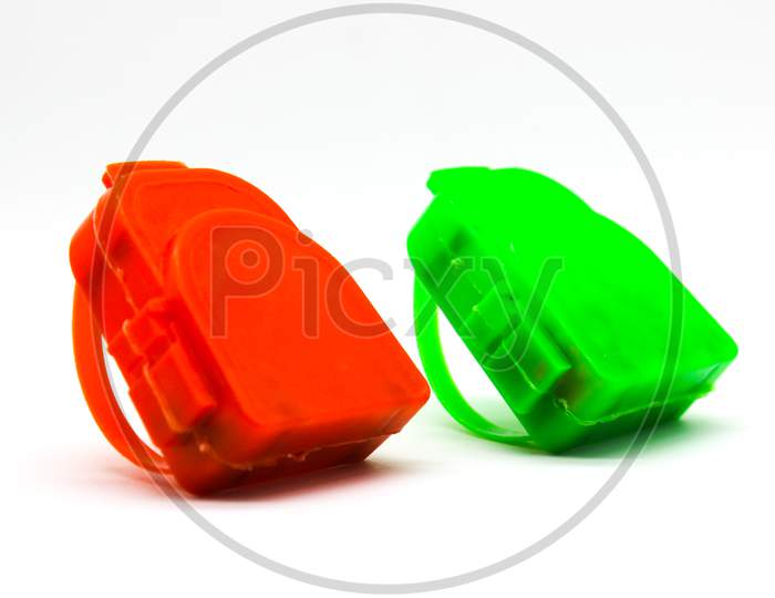 Toy Bags On White Background With Selective Focus