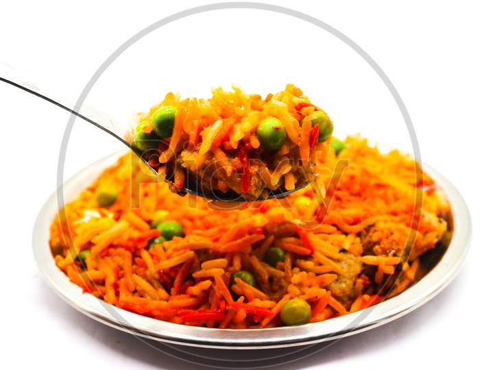 A Picture Of Veg Biryani Recipe With Selective Focus