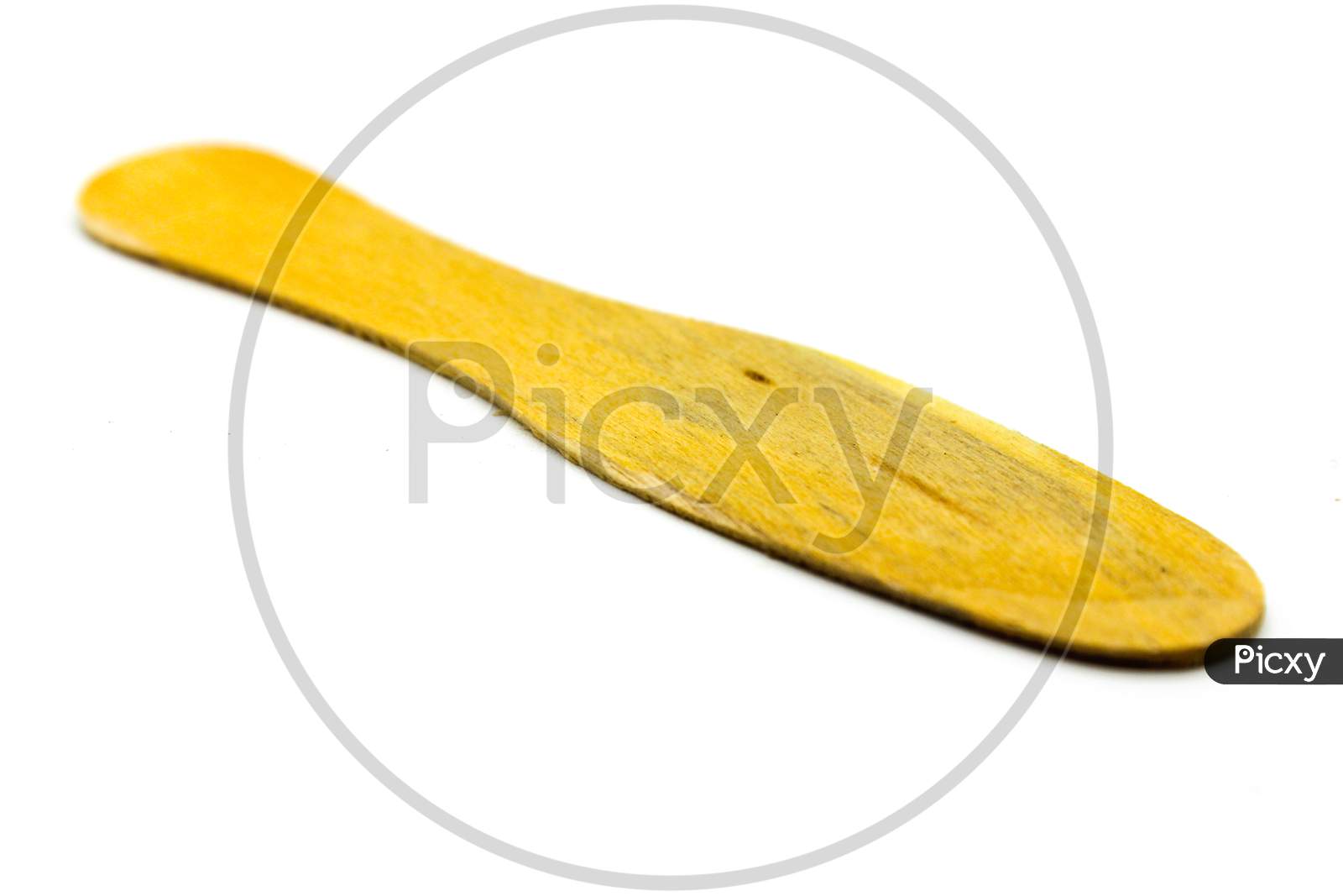 Wood Spoon Isolated On White Background With Selective Focus