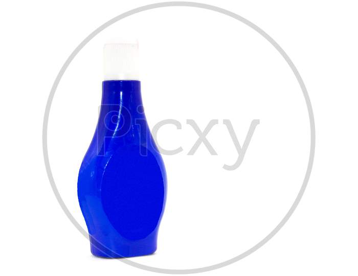 Cloth Whitner Liquid Nil Bottle On White Background With Selective Focus