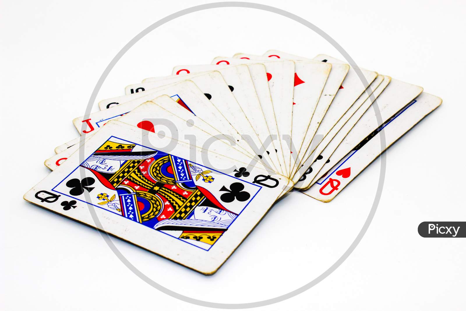 Playing Cards Isolated On White Background With Selective Focus