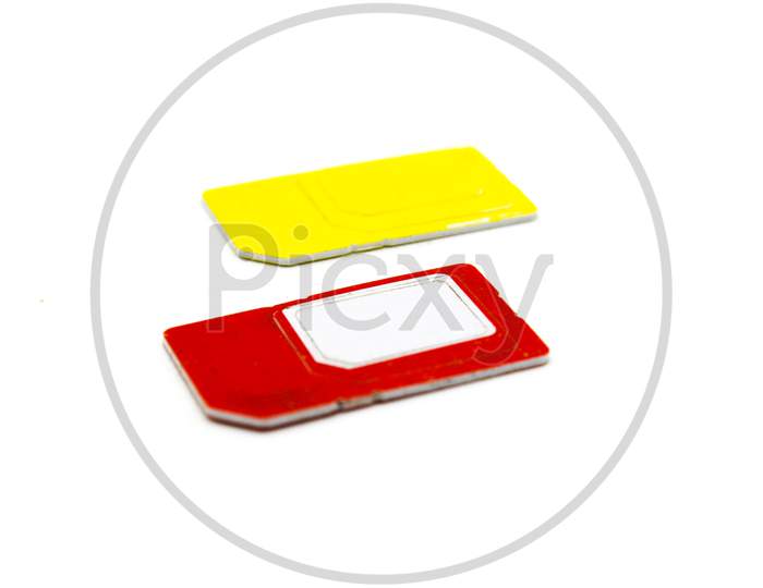 Sim Card Isoalted On White Background With Selective Focus