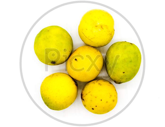 Lemons Isolated On White Background With Selective Focus