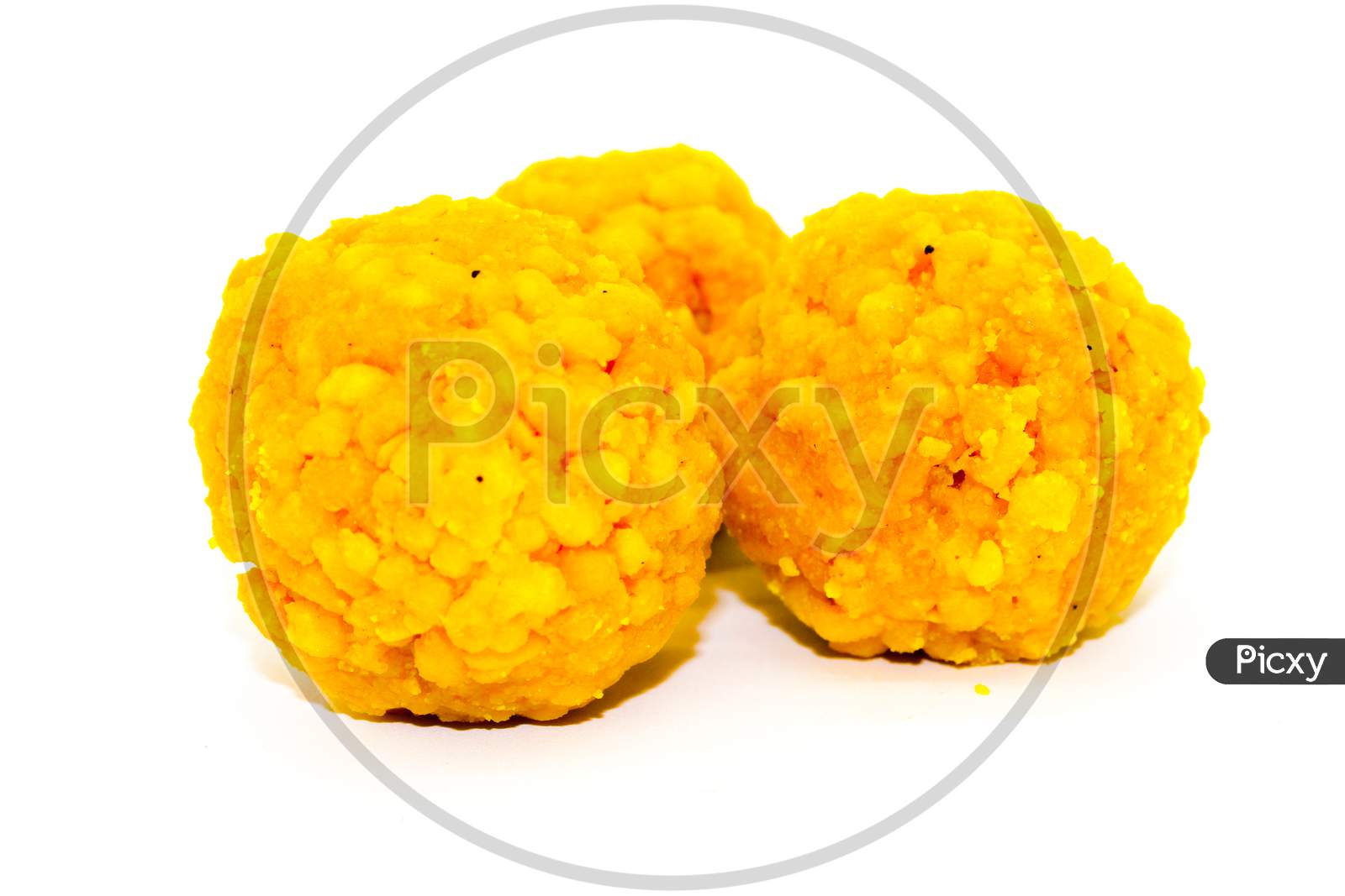 Boondi Ladoo On White Background With Selective Focus