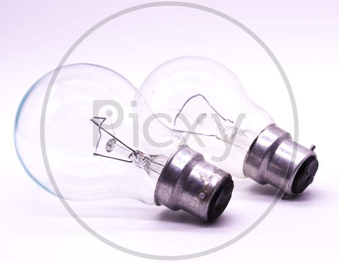 Light Bulbs On White Background With Selective Focus