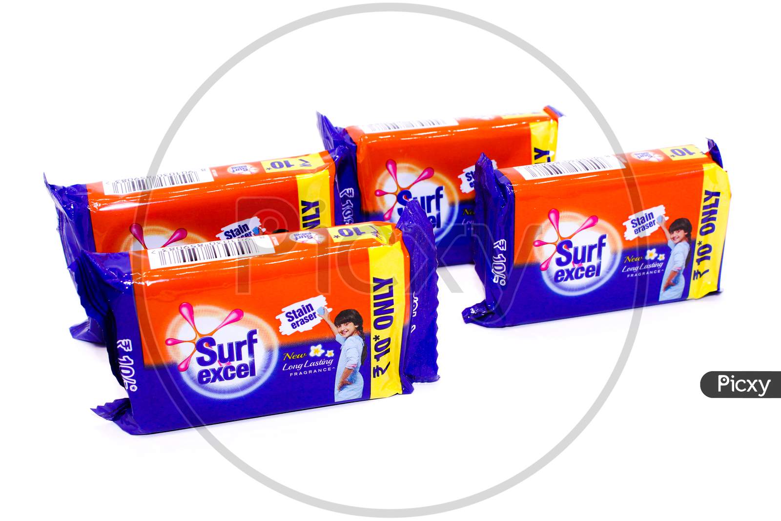 Noida , Utter Pardesh , India - November 7 2021 , Cloth Washing Soap , A Picture Of Surf Excel Soap On White Background With Selective Focus