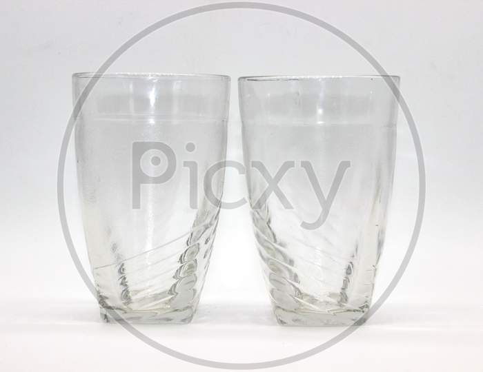 Glass Tumblers Isolated On White Background With Selective Focus