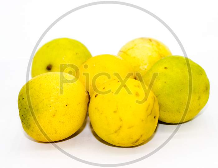 Lemons Isolated On White Background With Selective Focus
