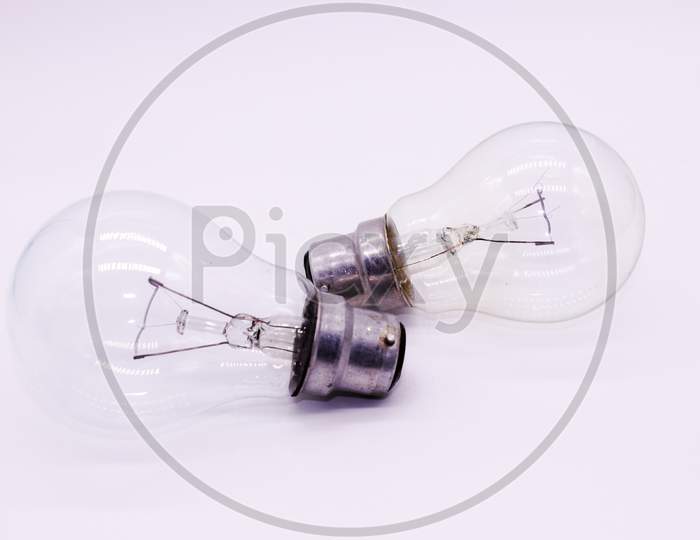 Light Bulbs On White Background With Selective Focus