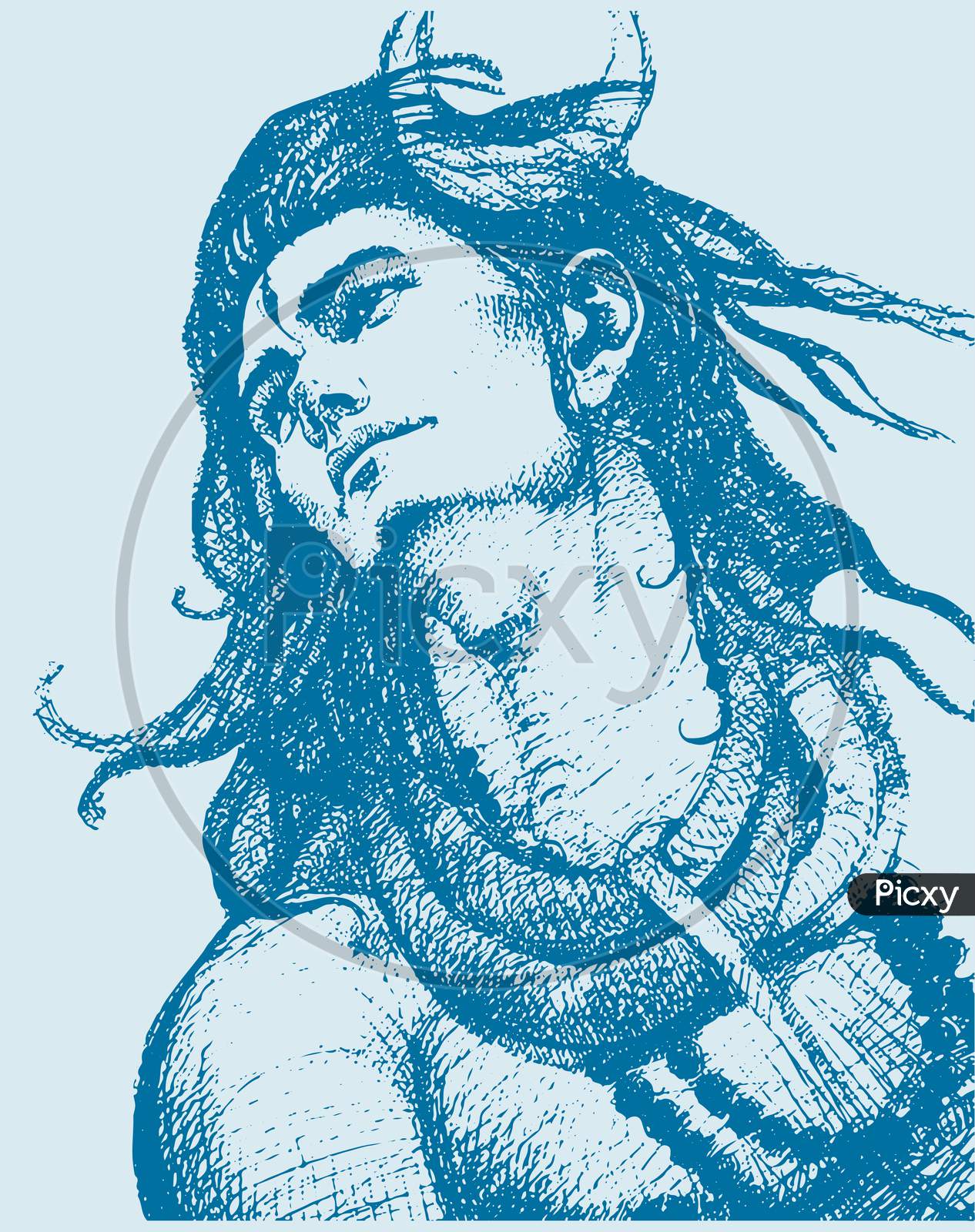 Sketch Of Hindu Famous God Lord Shiva And Symbols Editable Outline Illustration