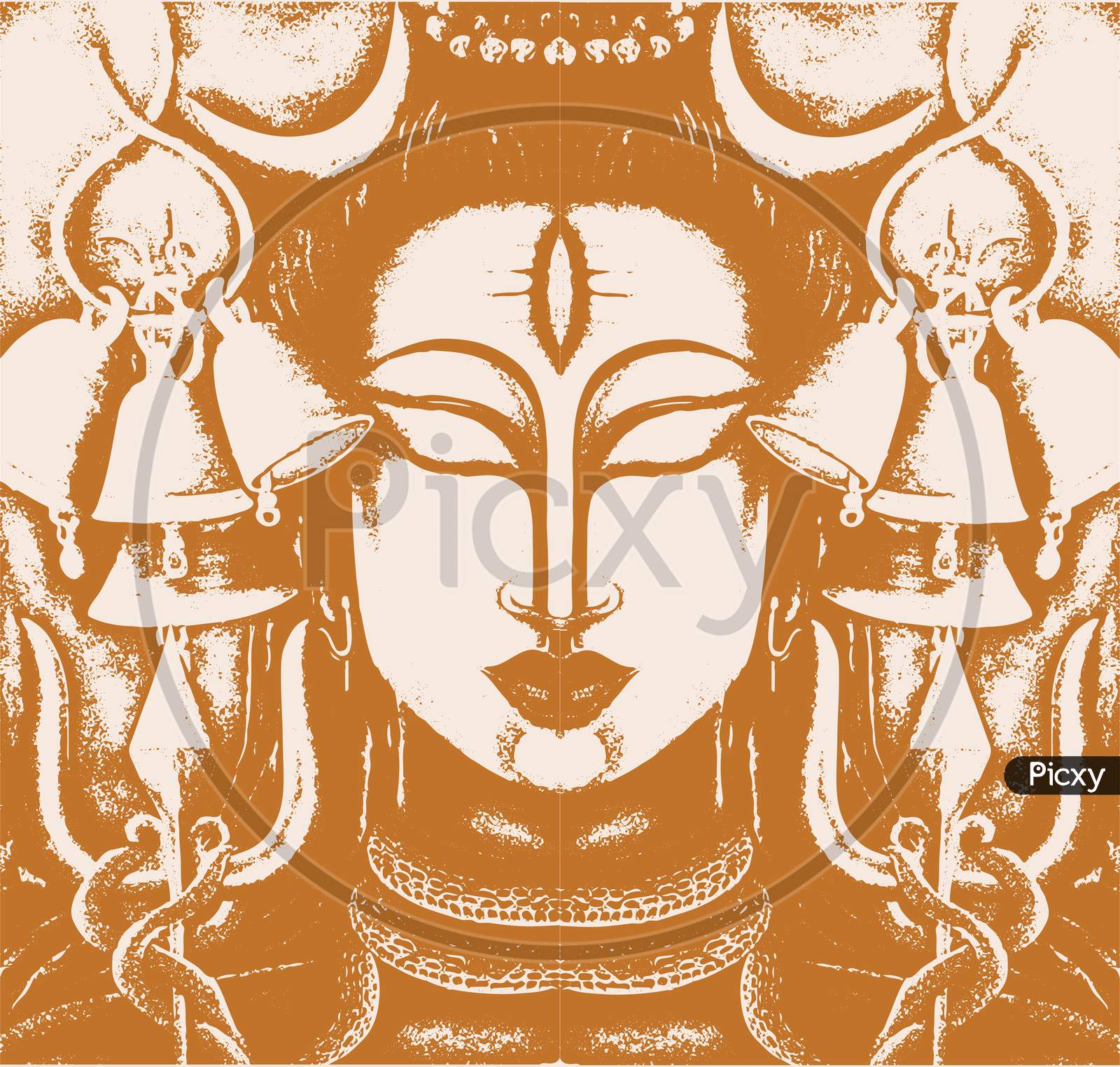 Image of Sketch of Indian famous and powerful god Lord Shiva and his  symbols outline, silhouette editable illustration-EB463509-Picxy