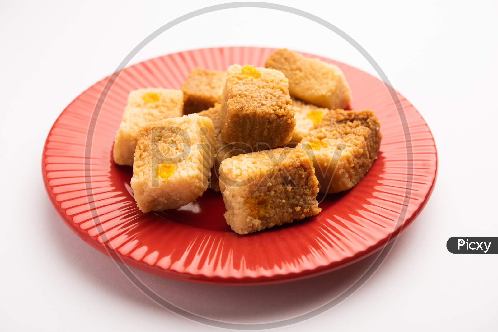 Image of Indian Milk Cake Kalakand Or Alwar Ka Mawa Sweet Served In A  Plate-XV049533-Picxy