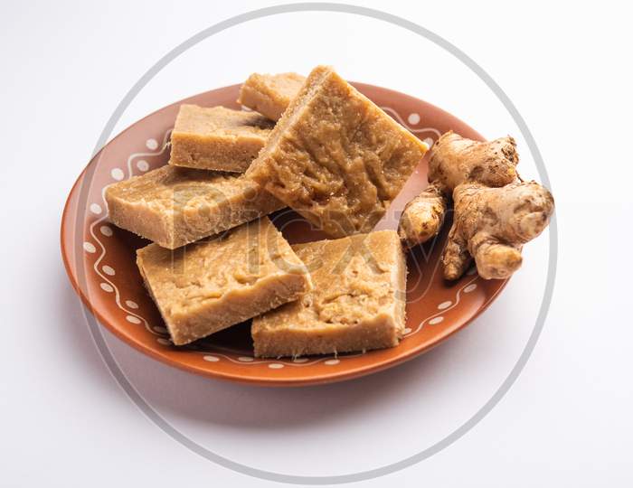 Aale Pak Or Ginger Barfi Or Candy Or Adrak Barfee Or Burfi Is A Traditional Indian Medicine For Cough And Cold
