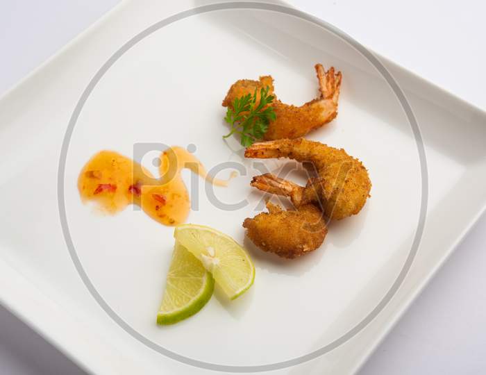 Shrimp Fritters Or Prawn Bajji Or Jheenga Pakoda Or Kolambi Or Zinga Pakora, Indian Snack Food