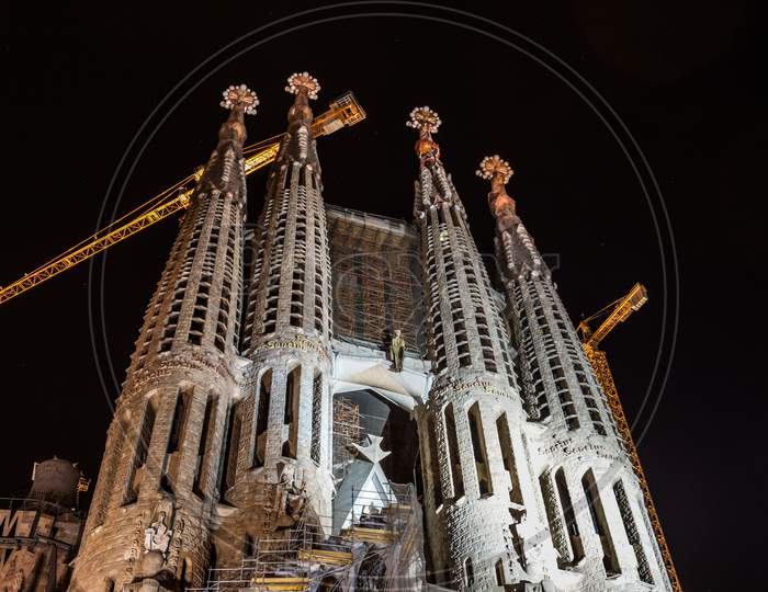 Sagrada Familia Of Night View (Barcelona, ​​Spain)