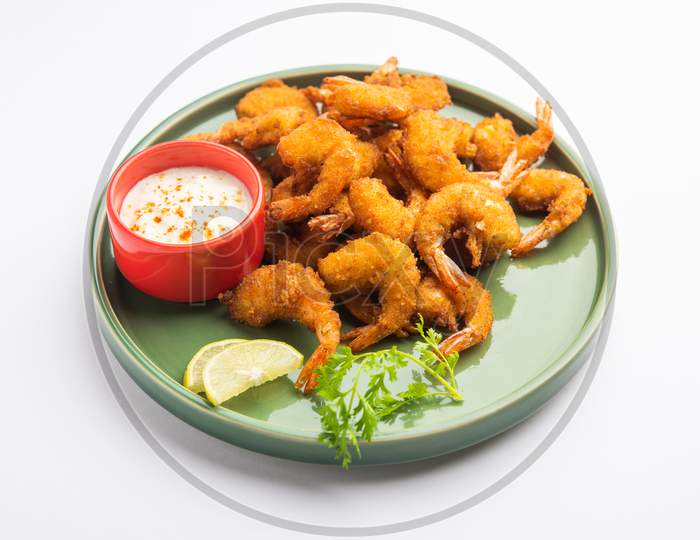 Shrimp Fritters Or Prawn Bajji Or Jheenga Pakoda Or Kolambi Or Zinga Pakora, Indian Snack Food