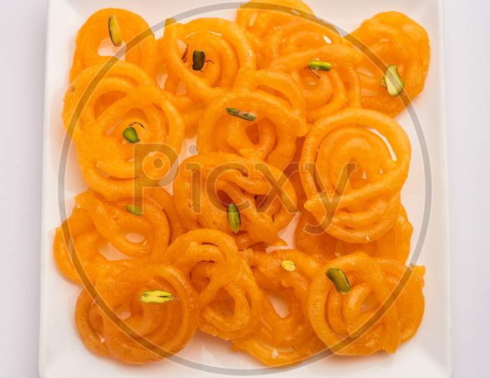 Stock Photo Of Jalebi Or Jilbi Or Imarati, Indian Sweet Food Fried In Pure Ghee, Selective Focus