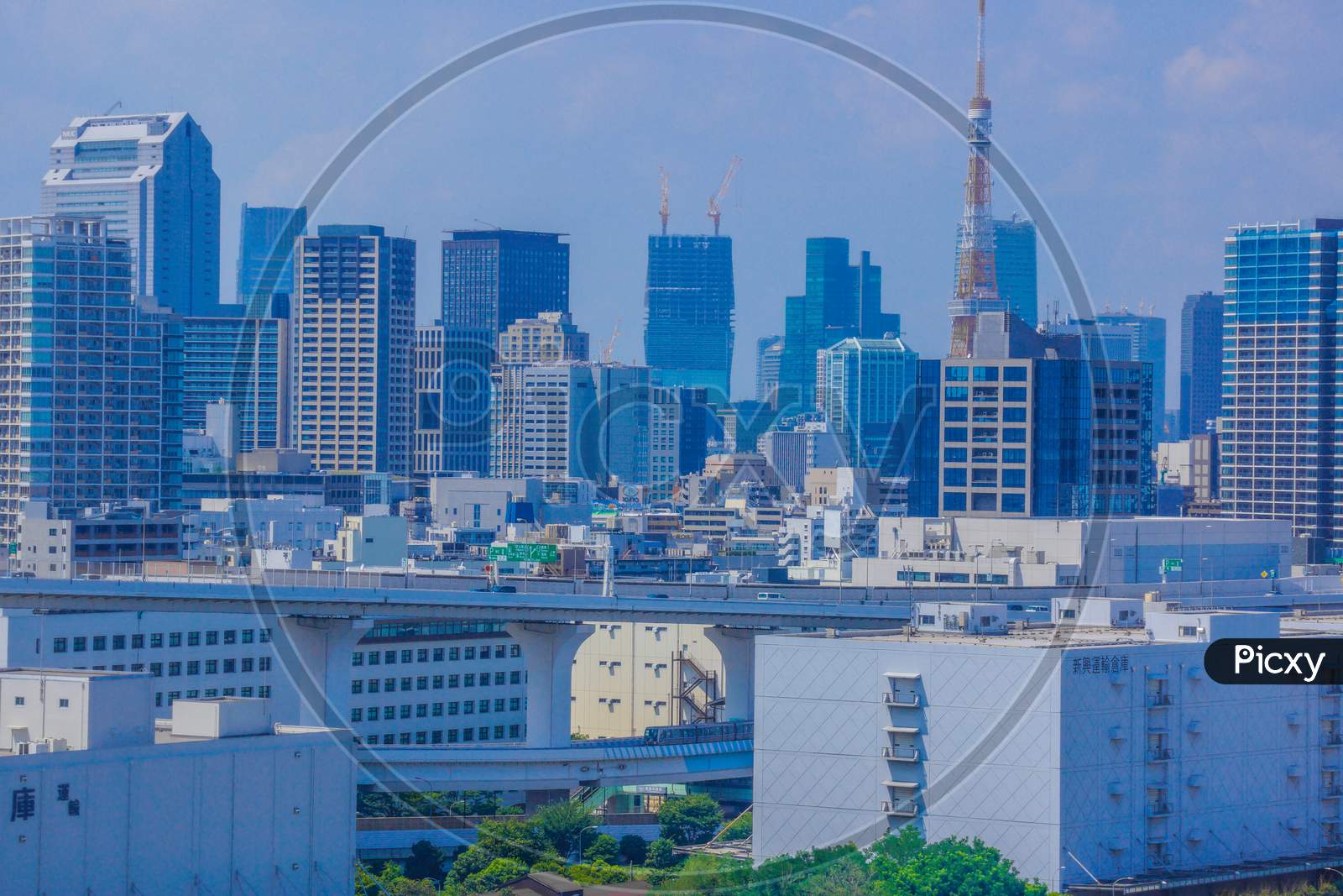 Tokyo Skyline Seen From The Rainbow Bridge