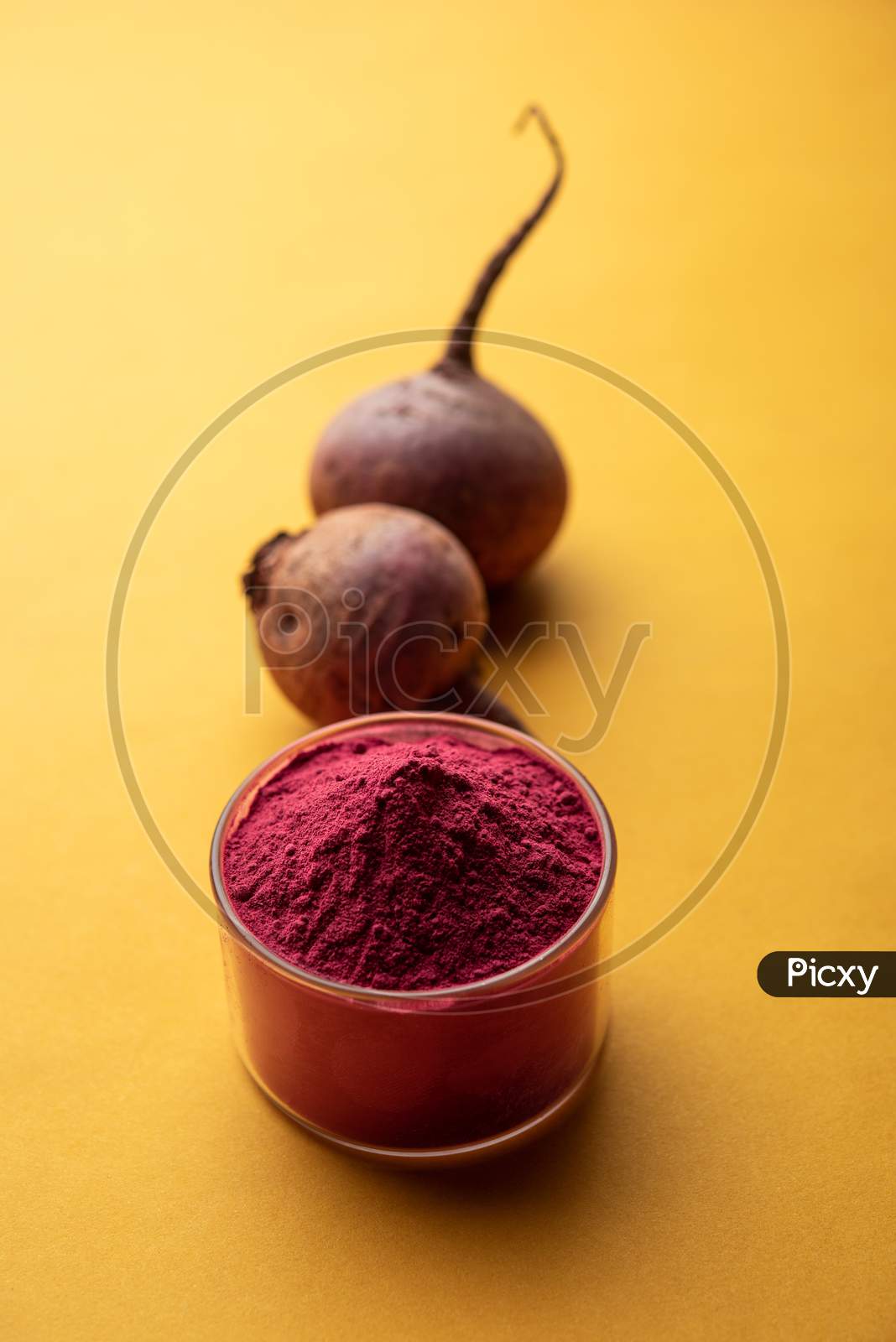 Heap Of Beetroot Or Beet Root Powder With Raw Whole Contains The Essential Minerals Iron, Potassium, And Magnesium