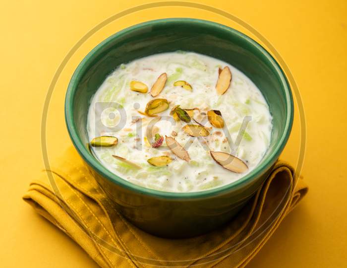 Lauki Ki Kheer - Doodhi Or Gahiya Porridge Or Bottle Gourd Khir Or Payasam, Served In A Bowl