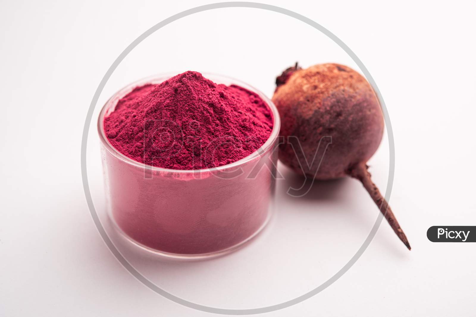 Image of Heap Of Beetroot Or Beet Root Powder With Raw Whole Contains The Essential Minerals