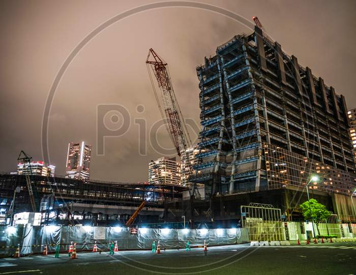 High-Rise Building Construction Site Of Yokohama, Minato Mirai