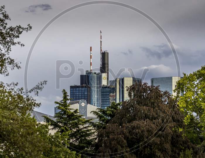 view to the skyline of Frankfurt.