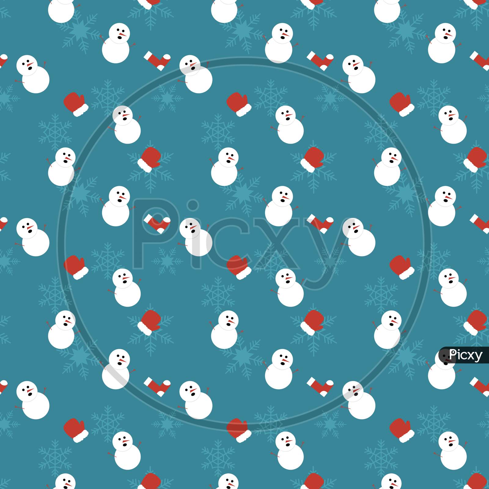 Image of Santa Clause, Gloves, Socks And Snowflakes Vector Repeat