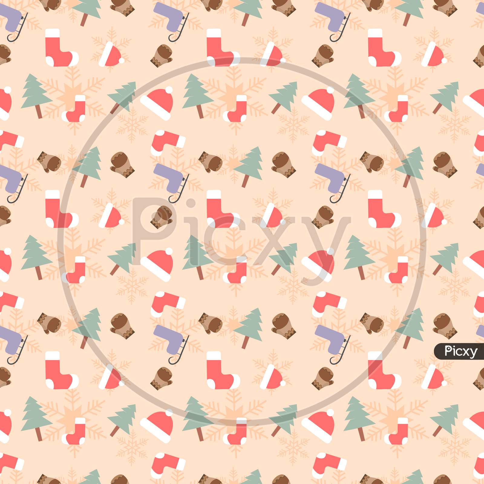 Cute seamless pattern with hand drawn elements for fabric