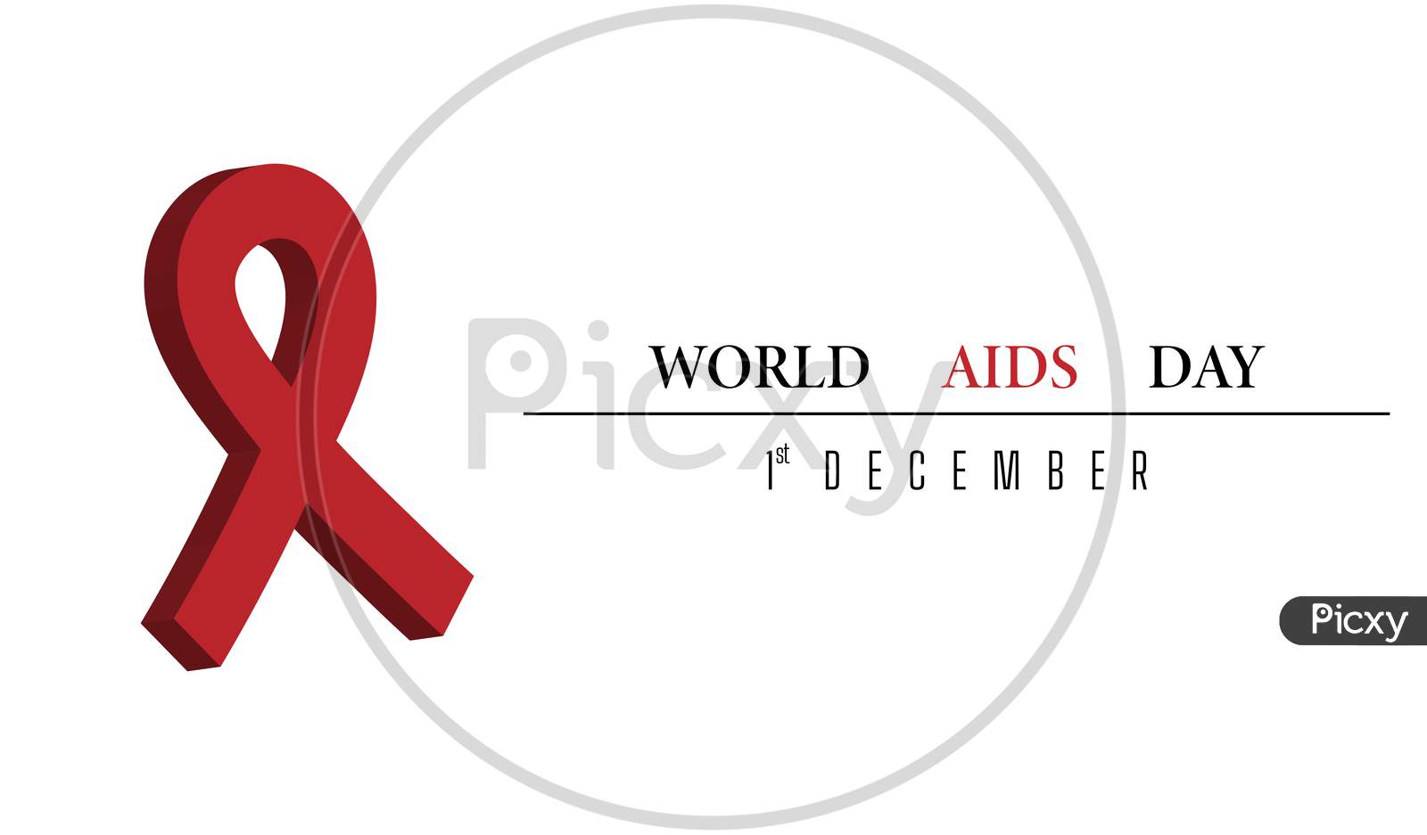 World Aids Day Banner With 3D Ribbon Object.