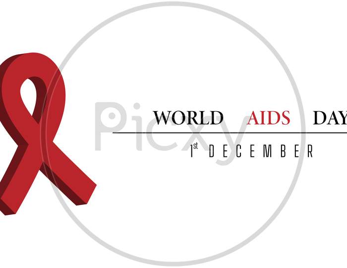 World Aids Day Banner With 3D Ribbon Object.