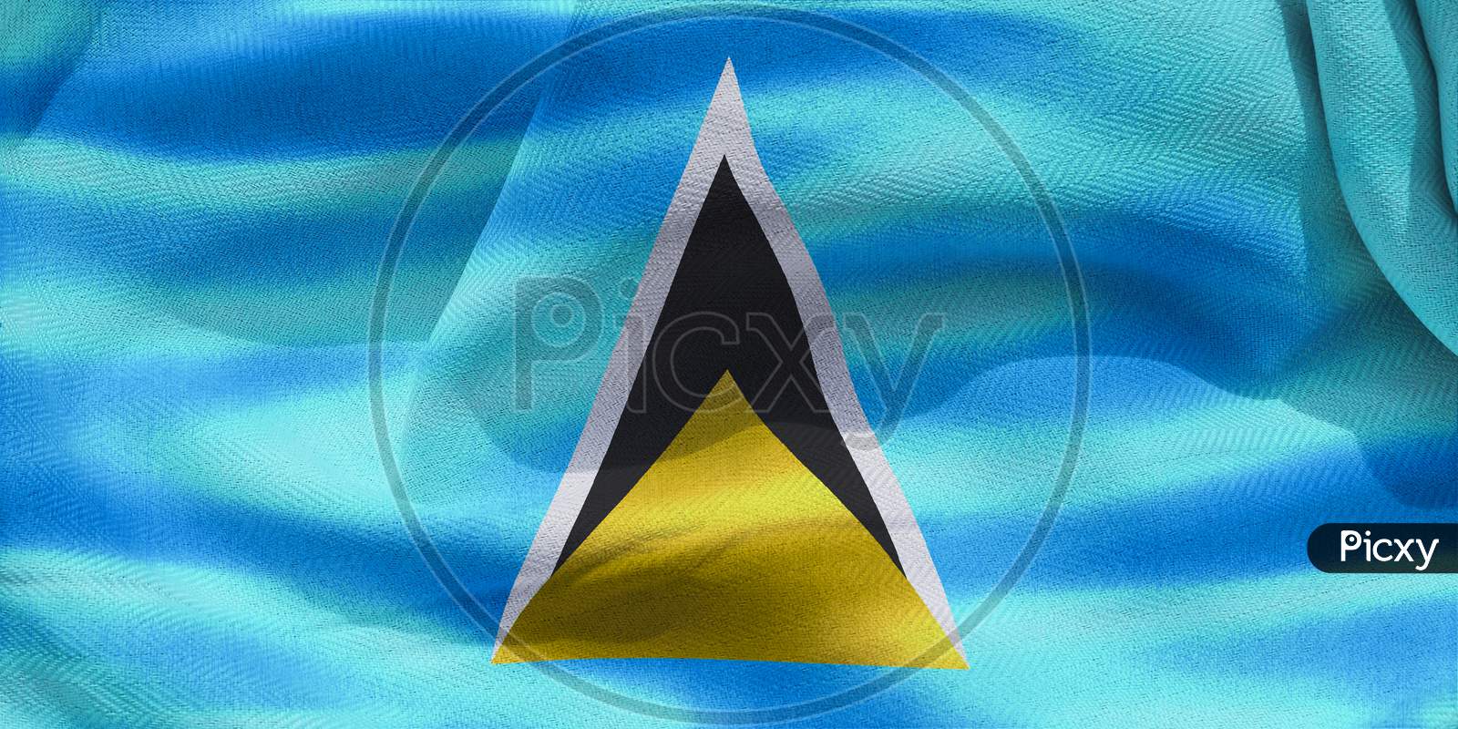 3D-Illustration Of A Saint Lucia Flag - Realistic Waving Fabric Flag
