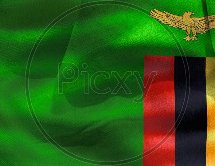 3D-Illustration Of A Zambia Flag - Realistic Waving Fabric Flag
