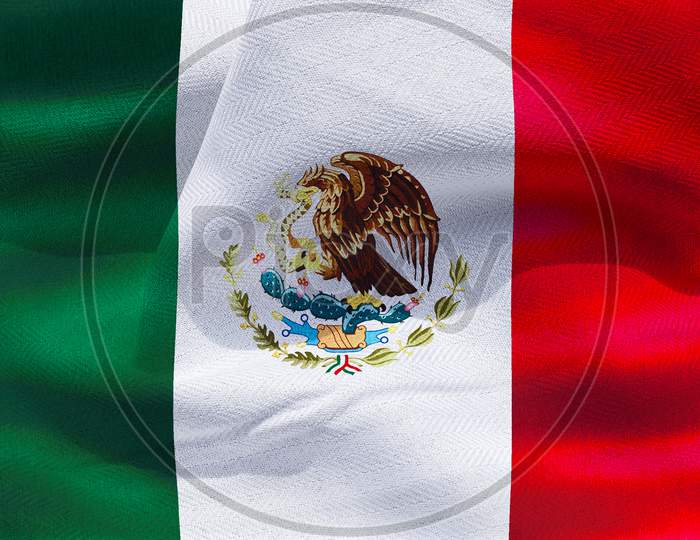 3D-Illustration Of A Mexico Flag - Realistic Waving Fabric Flag