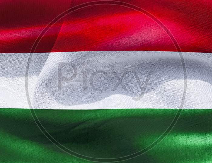 3D-Illustration Of A Hungary Flag - Realistic Waving Fabric Flag
