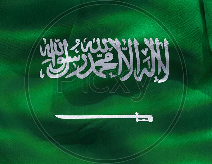 3D-Illustration Of A Saudi Arabia Flag - Realistic Waving Fabric Flag