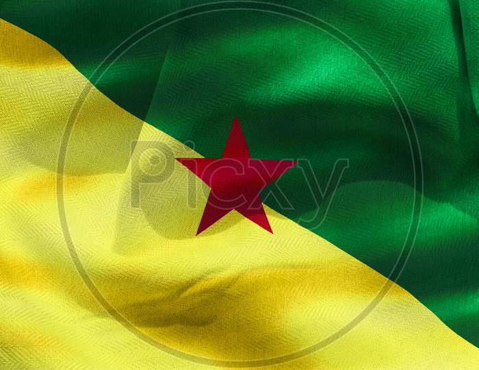 French Guiana Flag - Realistic Waving Fabric Flag