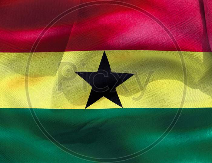 Ghana Flag - Realistic Waving Fabric Flag