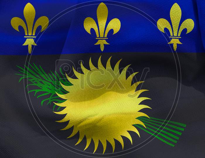 Guadeloupe Flag - Realistic Waving Fabric Flag