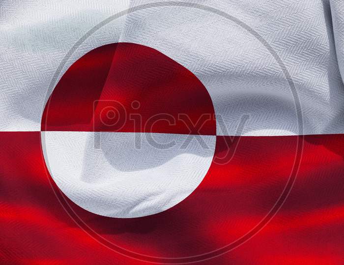 Greenland Flag - Realistic Waving Fabric Flag